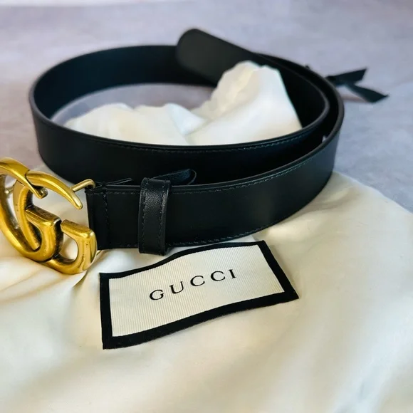 Gucci Marmont Double GG Black Leather Belt 414516 75/30 Men main image 3